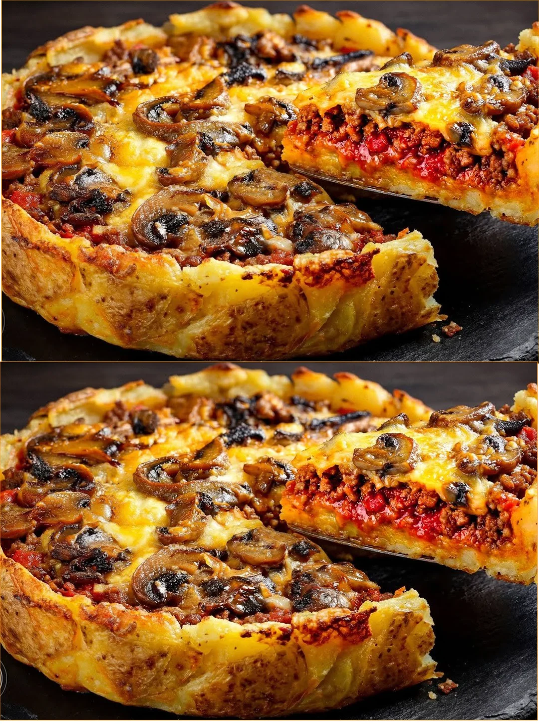 Crispy pie with a golden crunchy crust and delicious filling on a plate