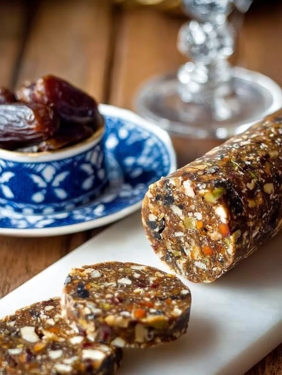 Delicious homemade date rolls with nuts and coconut for a healthy treat