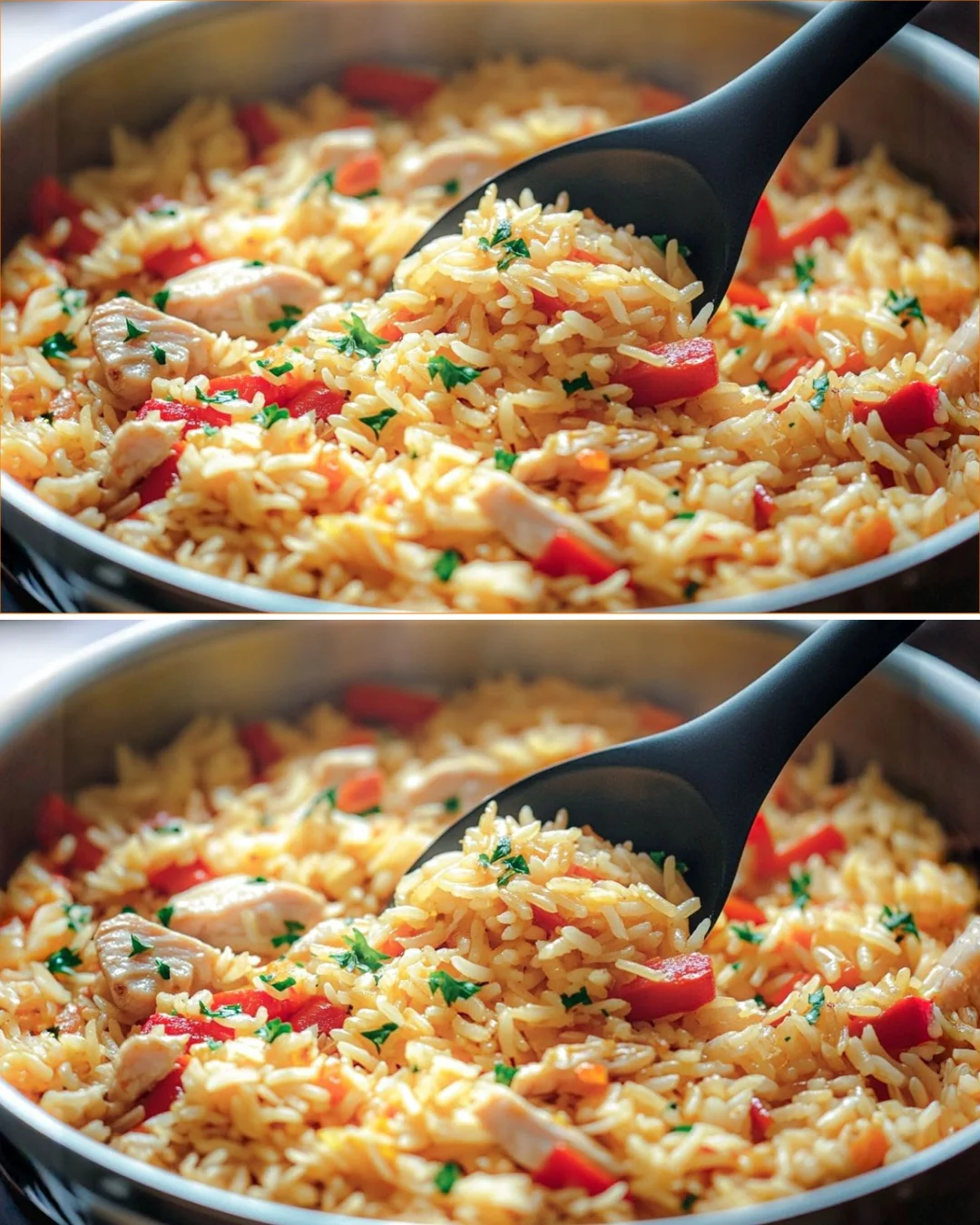Delicious rice recipe with vibrant ingredients and spices.