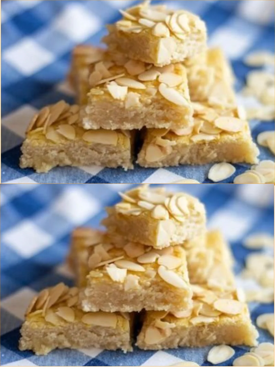 Delicious Dutch Almond Bars - Butter Cake served on a plate, garnished with almonds.