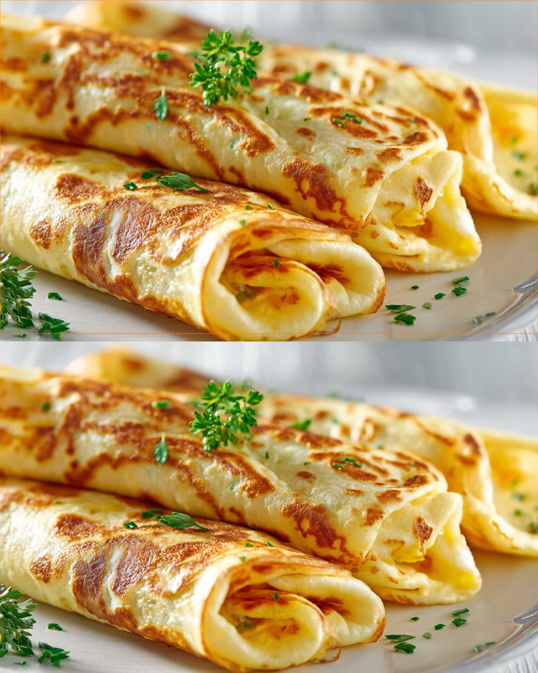Delicious cottage cheese egg wraps on a plate with vegetables