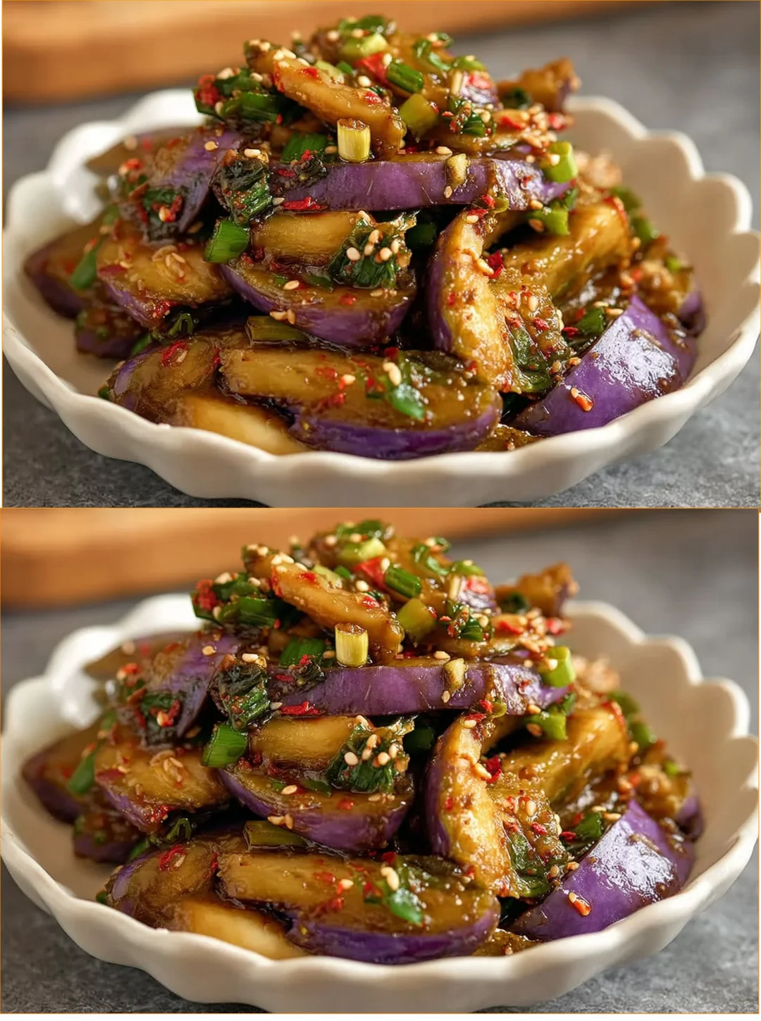 Delicious Gaji-namul, a Korean eggplant side dish served in a bowl.