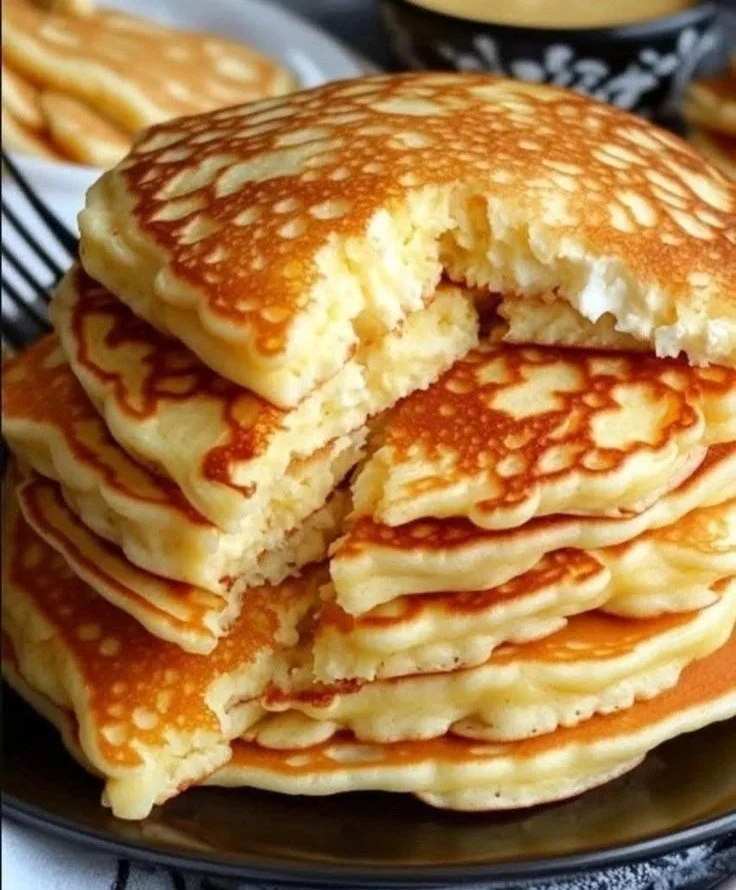 Flourless cottage cheese pancakes served for a healthy breakfast brunch