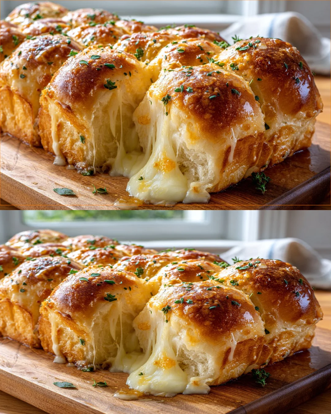 Garlic butter cheese bread rolls fresh out of the oven, golden and cheesy.