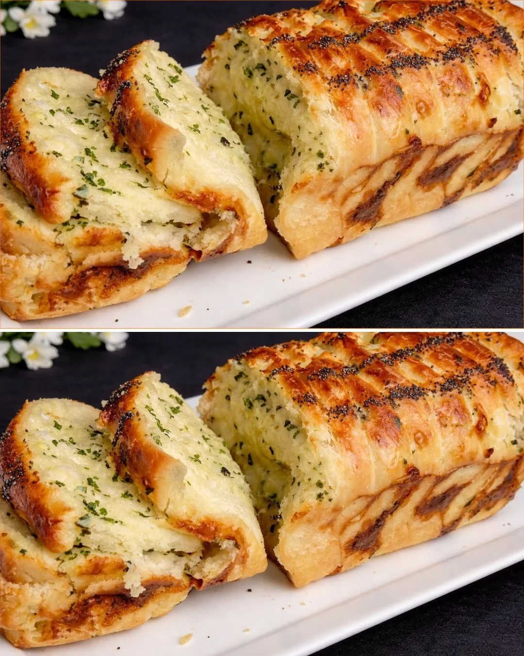 Delicious homemade Garlic Cheese Bread with melted cheese and garlic.