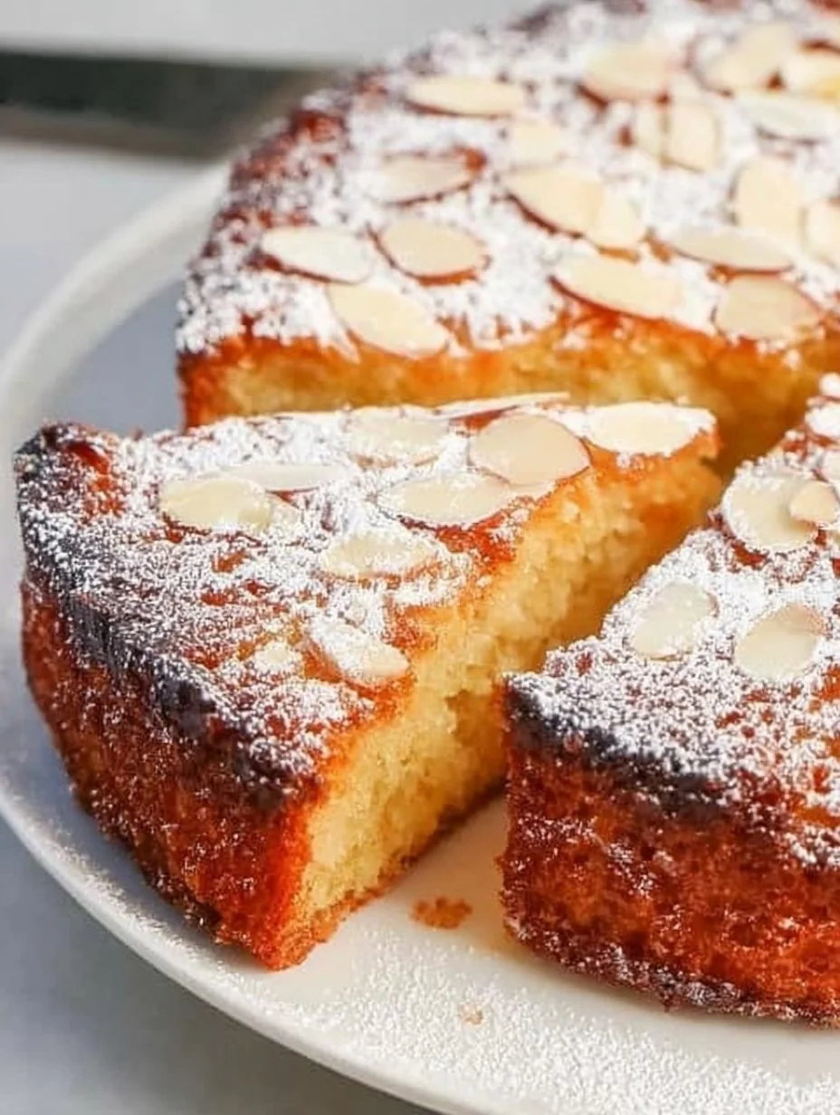 Gluten-free almond and coconut cake slice with almonds on top