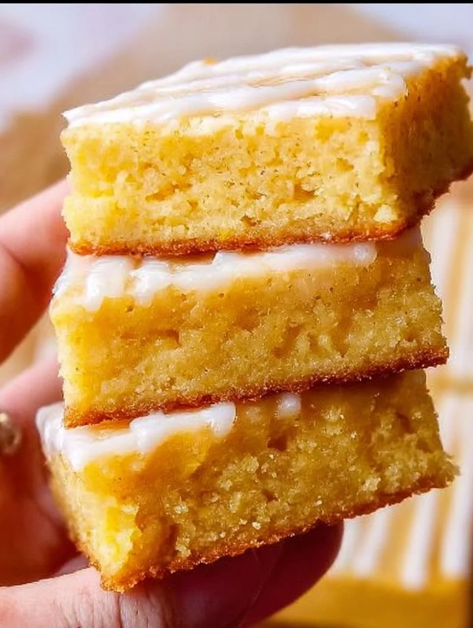 Gluten free lemon brownies with a zesty lemon glaze