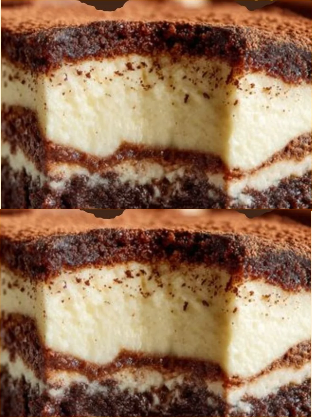 Delicious gluten-free tiramisu brownies topped with cocoa powder.