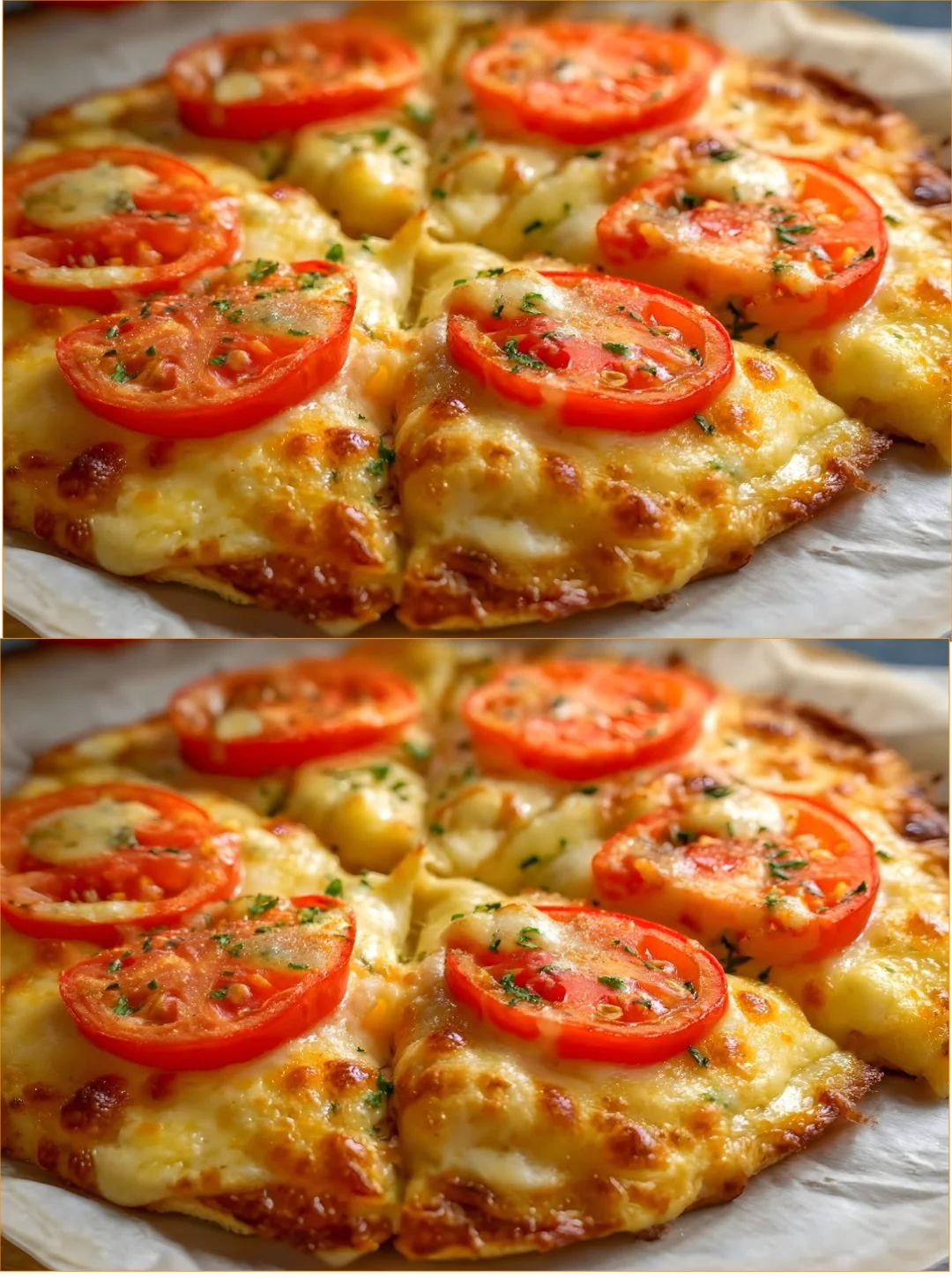 Delicious grated potato pizza topped with fresh ingredients.
