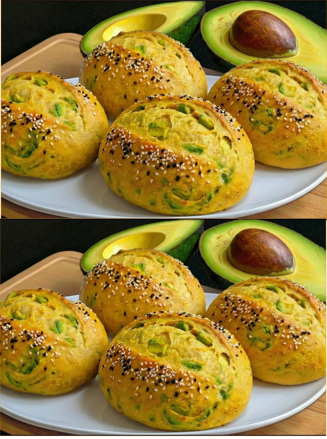 Sliced healthy avocado bread garnished with fresh herbs and seeds