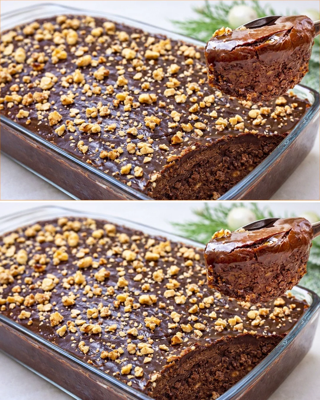 Healthy no-bake oat banana chocolate brownie served on a plate