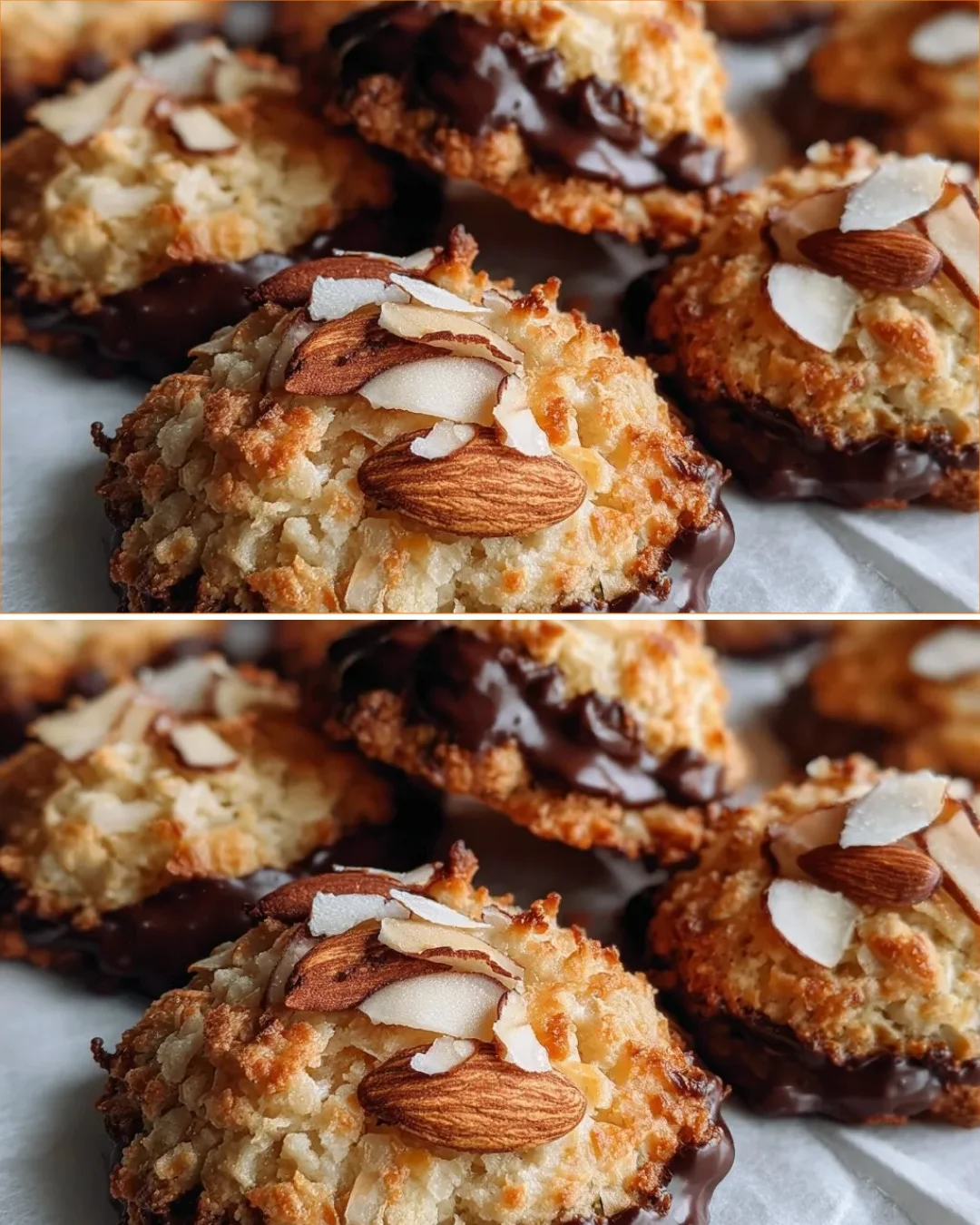 Sugar-free Almond Joy Cookies with chocolate and coconut toppings