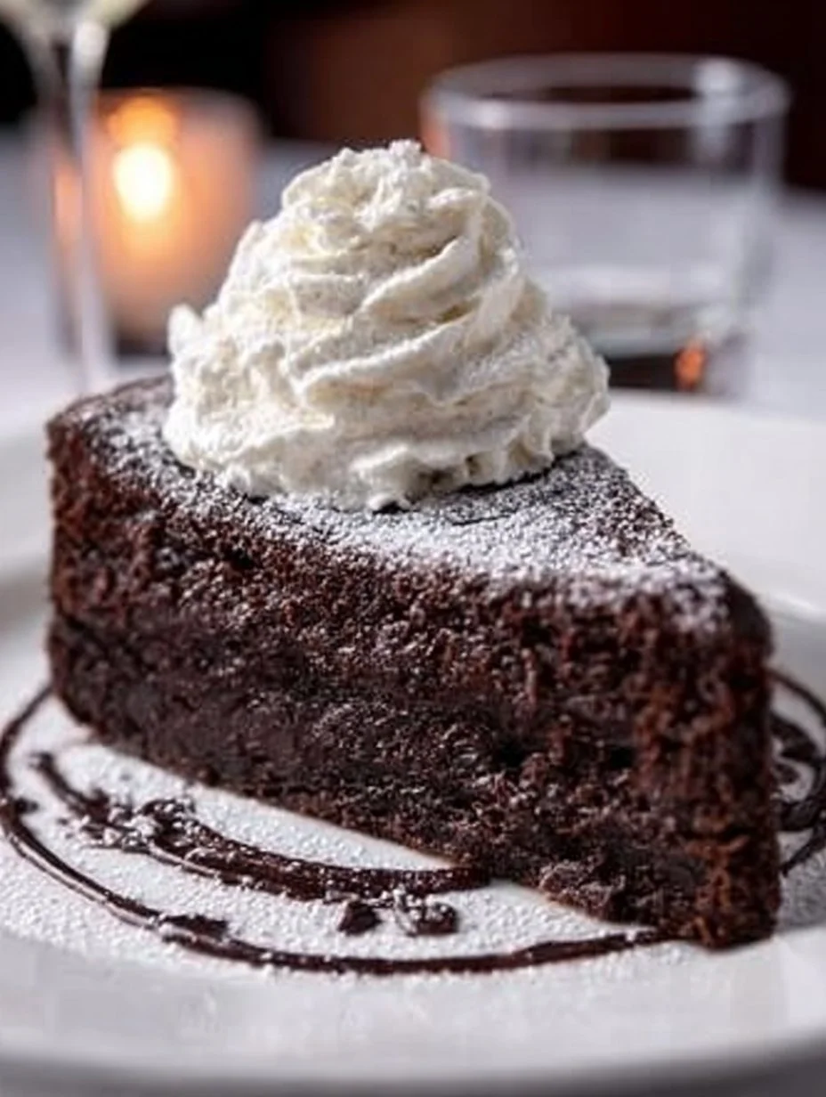Italian Caprese Cake, a delicious flourless chocolate almond cake topped with cocoa powder
