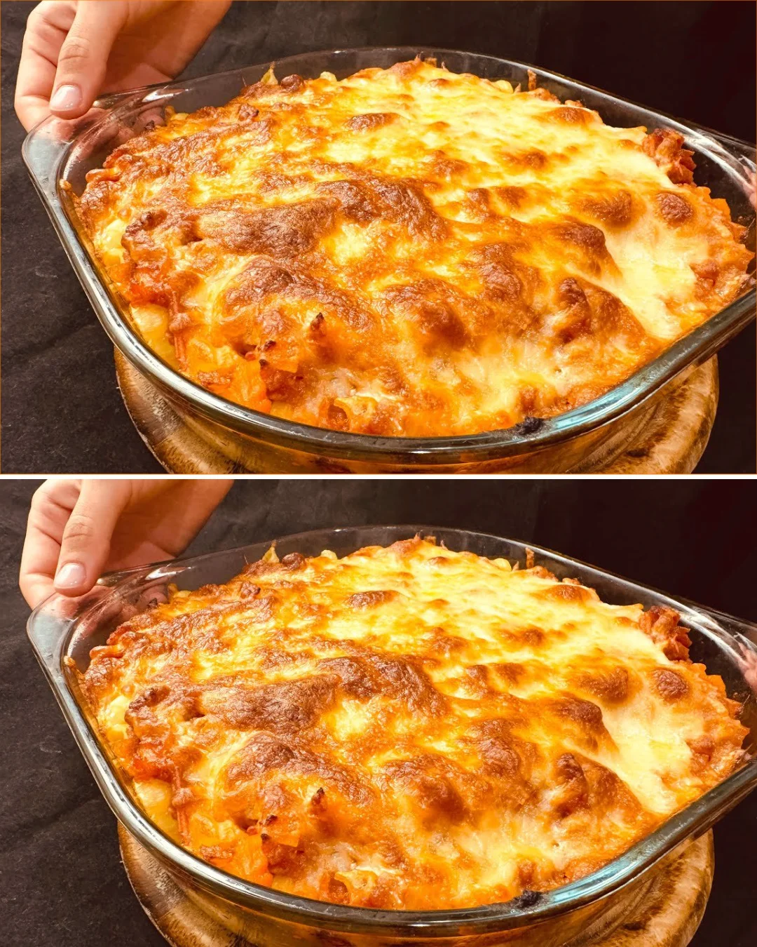 Italian Grandmother's Pasta Bake topped with cheese and fresh herbs