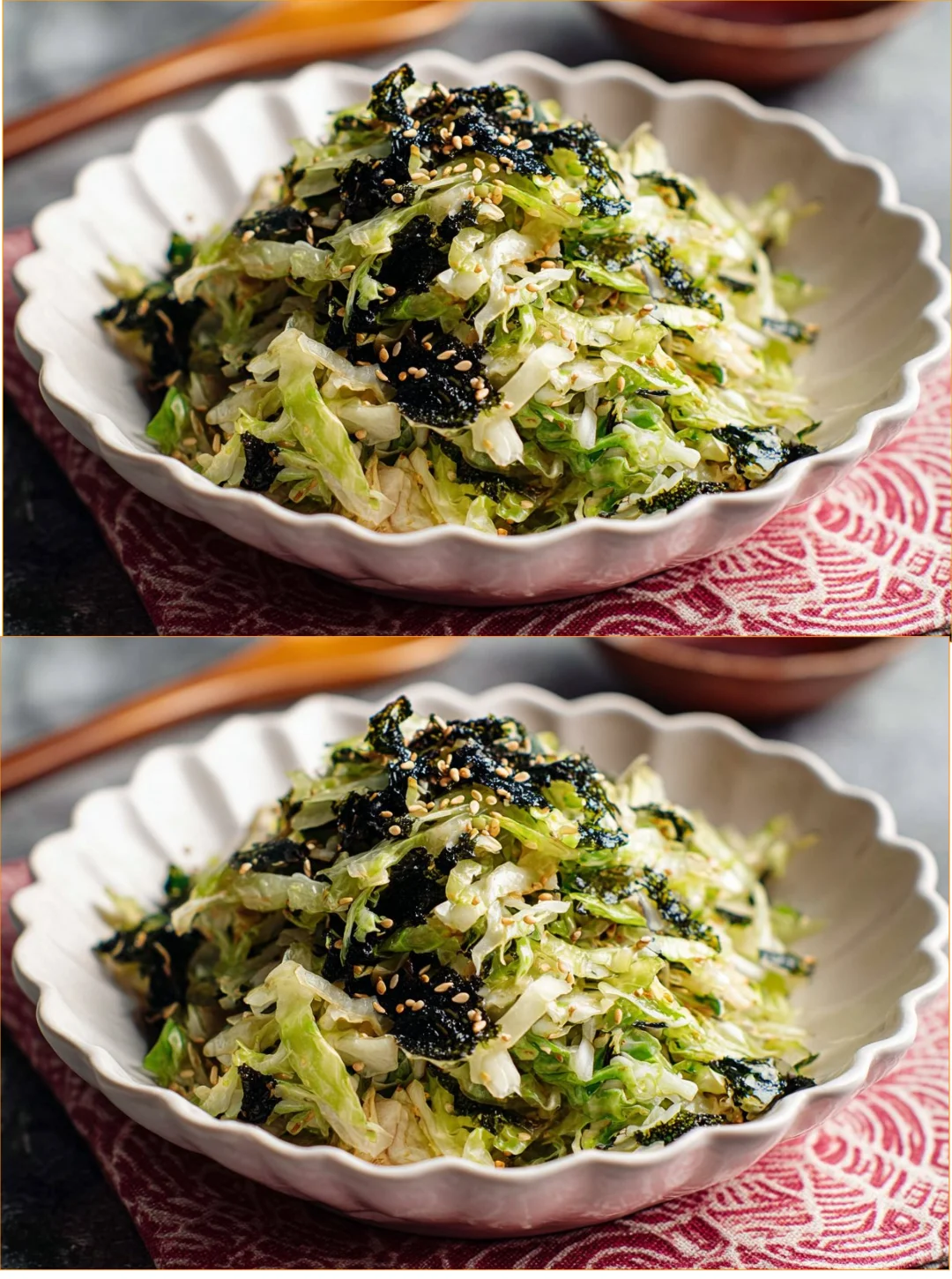 Delicious Korean Cabbage Salad with fresh vegetables and seasonings