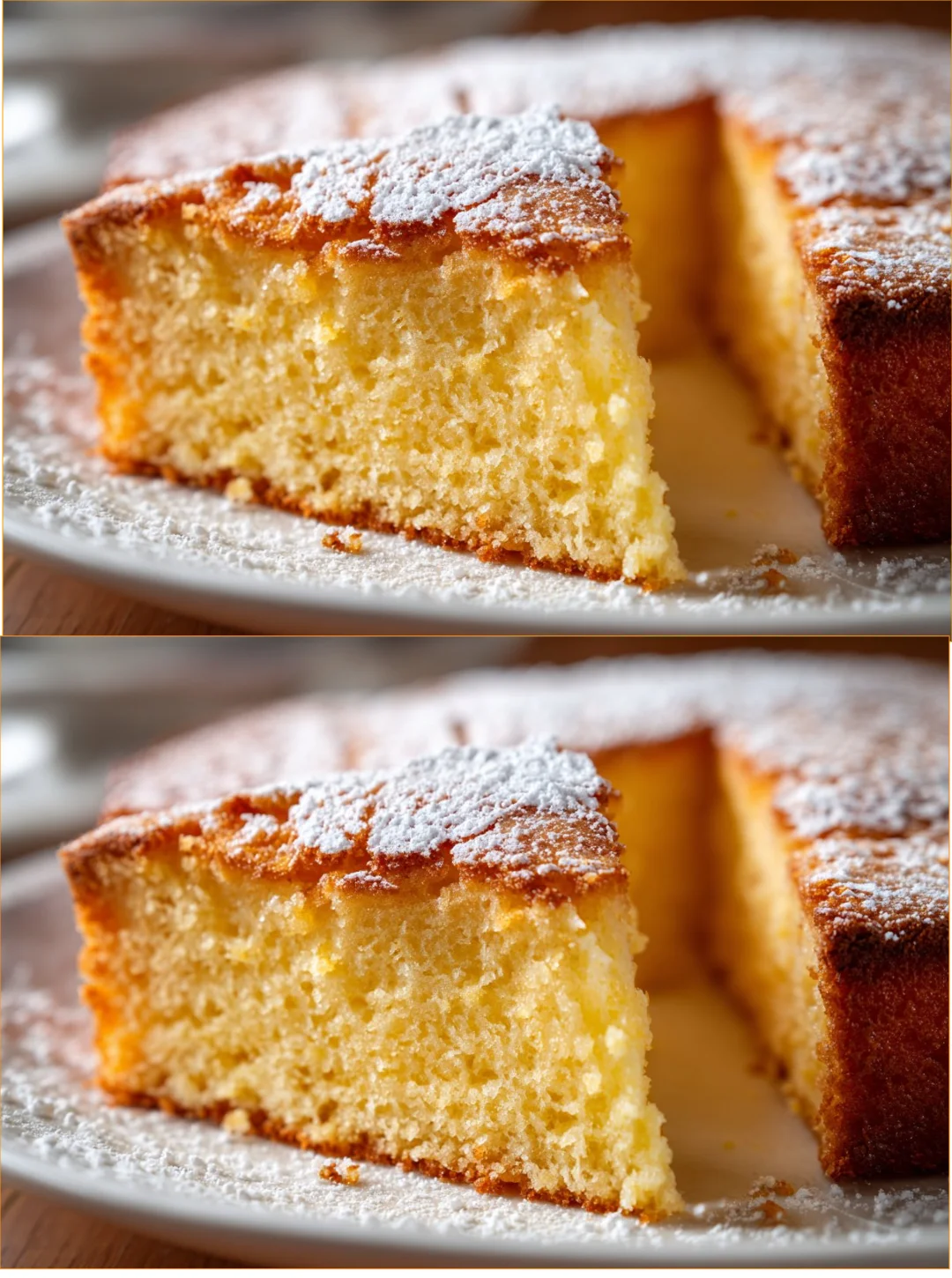 Moist almond cake topped with fresh almonds and icing