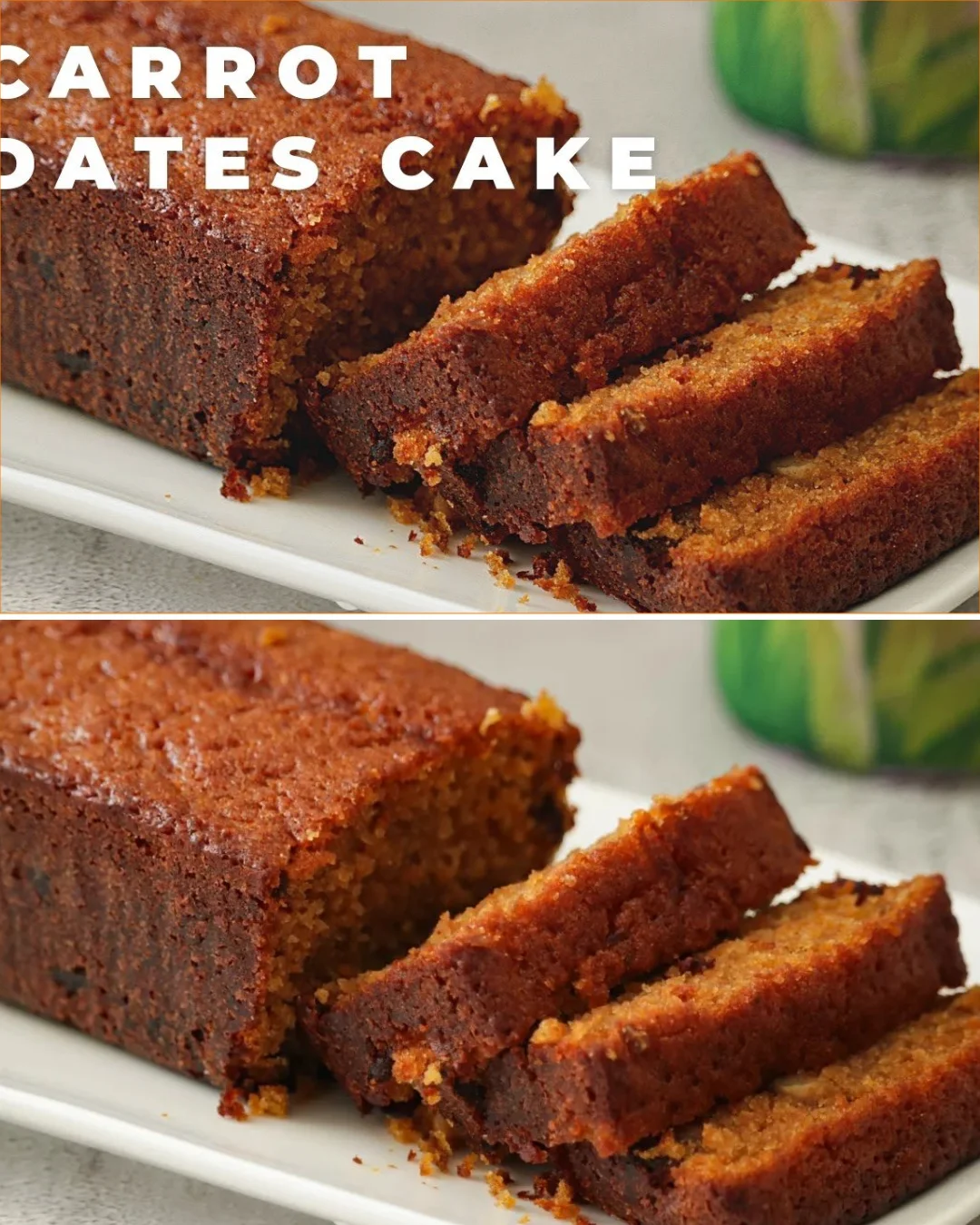 Moist carrot and dates cake topped with cream cheese frosting