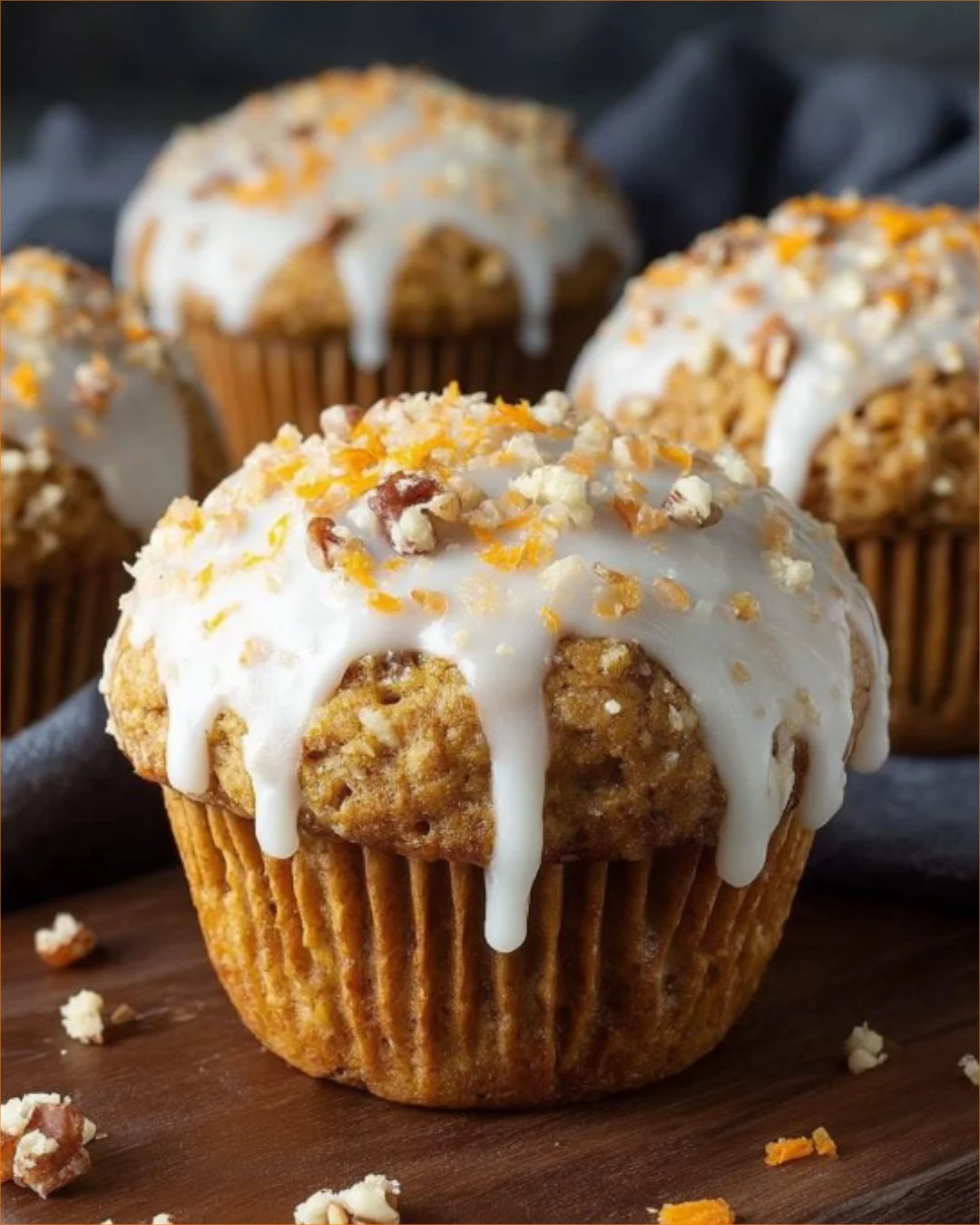 Moist keto carrot cake muffins with a sugar-free cream cheese center