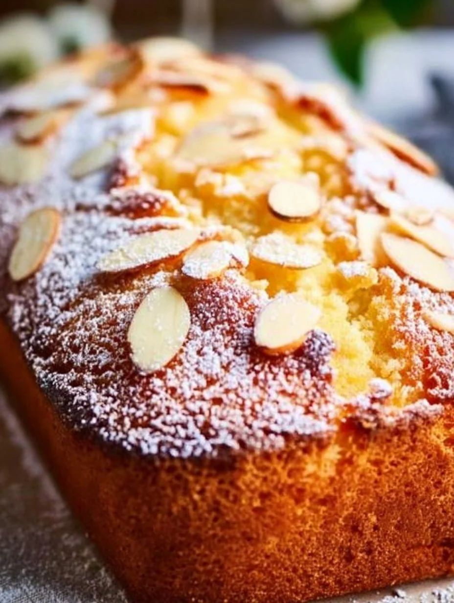 Delicious Norwegian-style almond cake with a golden crust and almond slices