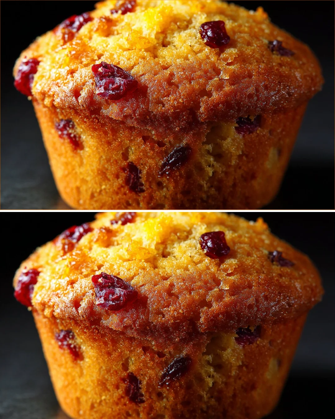 Freshly baked Orange Yogurt Muffins with cranberries on a cooling rack