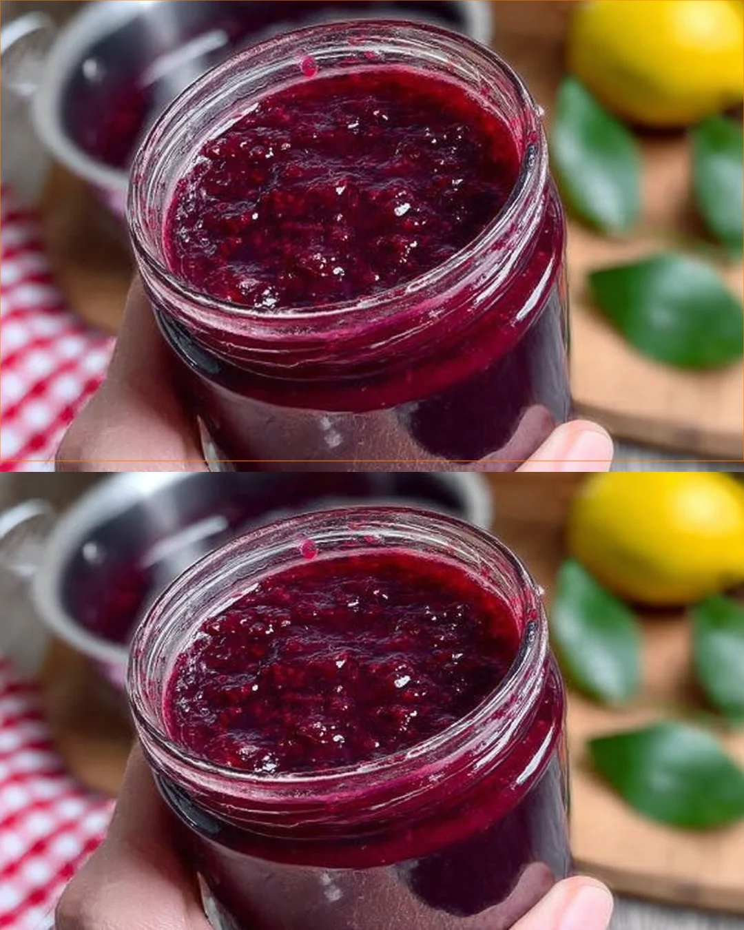 Jar of quick and easy forest berry jam made with fresh berries