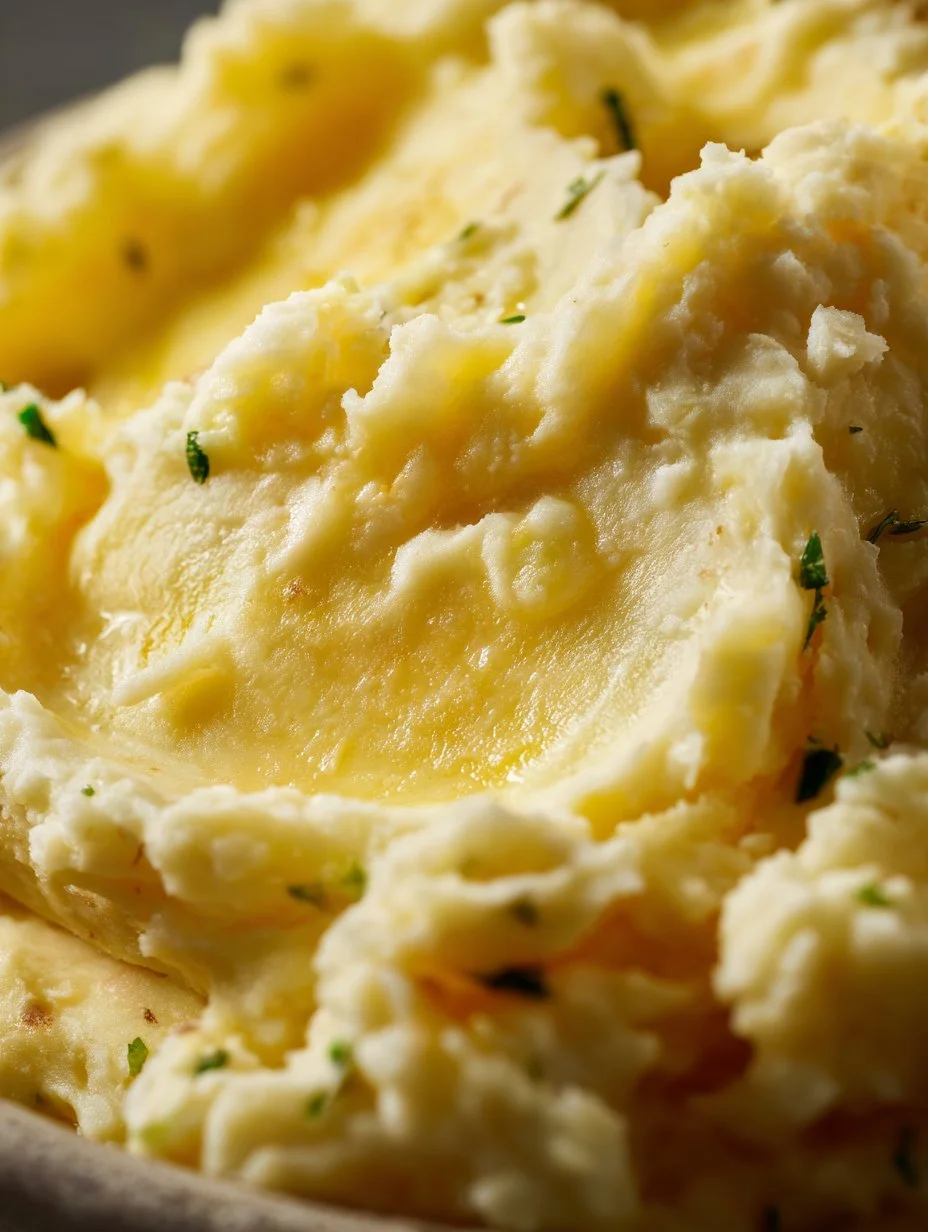 Creamy roasted garlic mashed potatoes served in a bowl