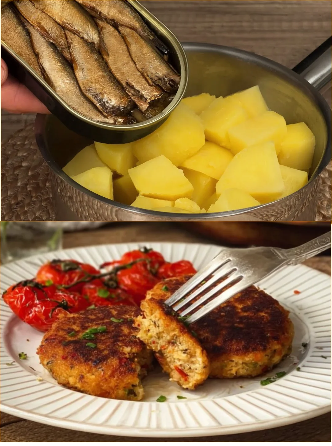 Sardine and potato patties served with a savory tomato starter
