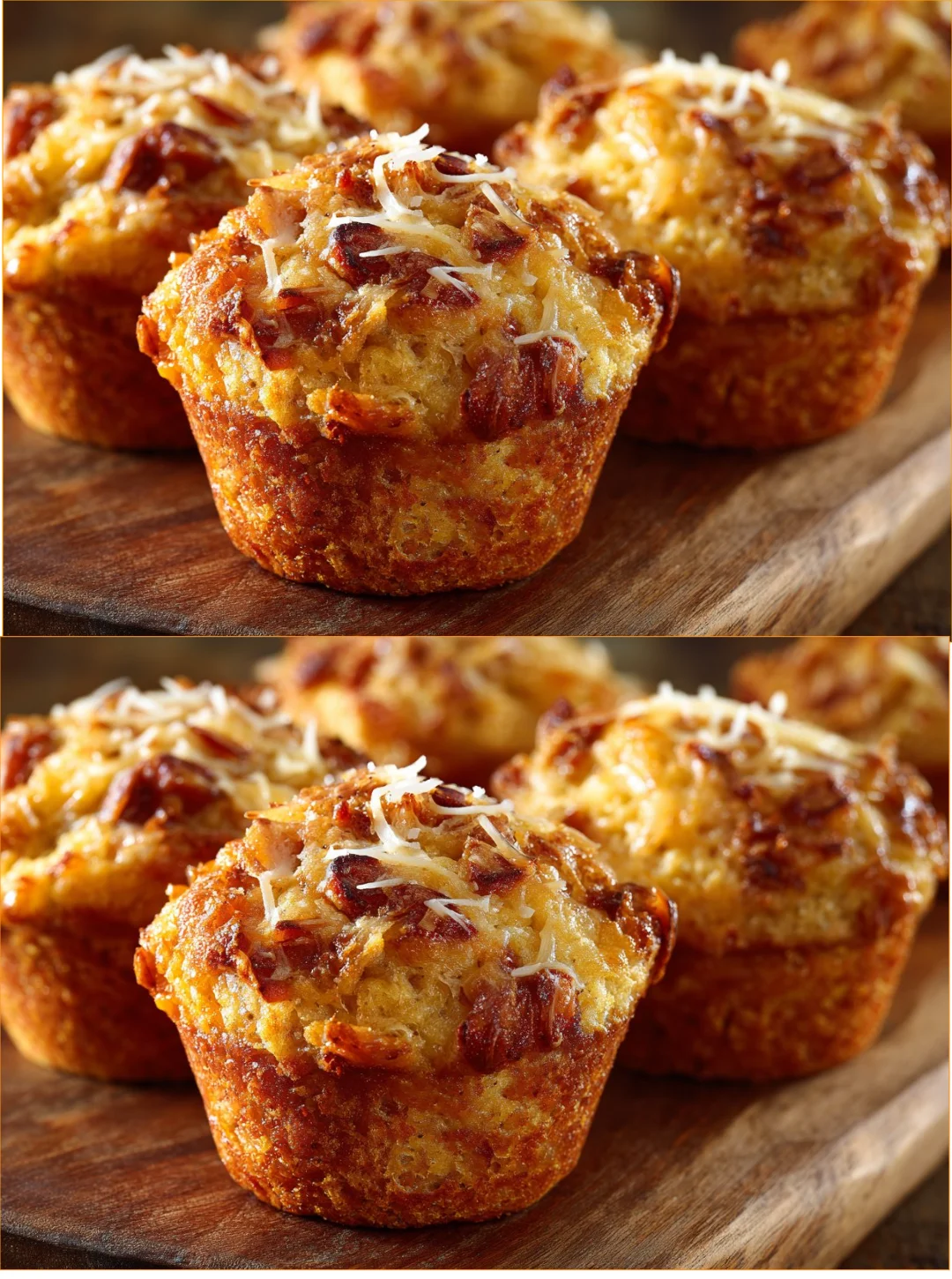 Savory cheese muffins fresh out of the oven, golden brown and fluffy.