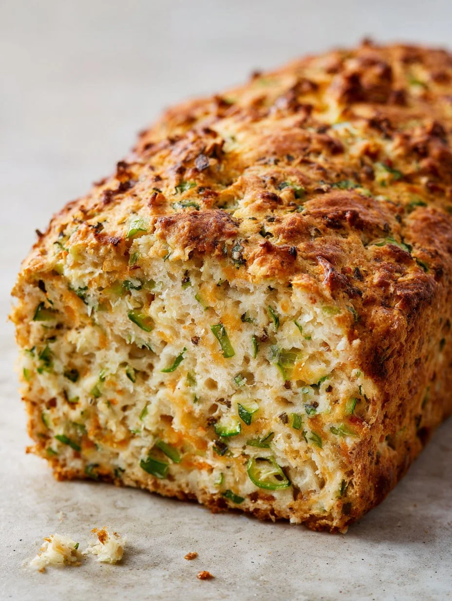 Savory jalapeño cheddar bread fresh out of the oven, golden and crusty.