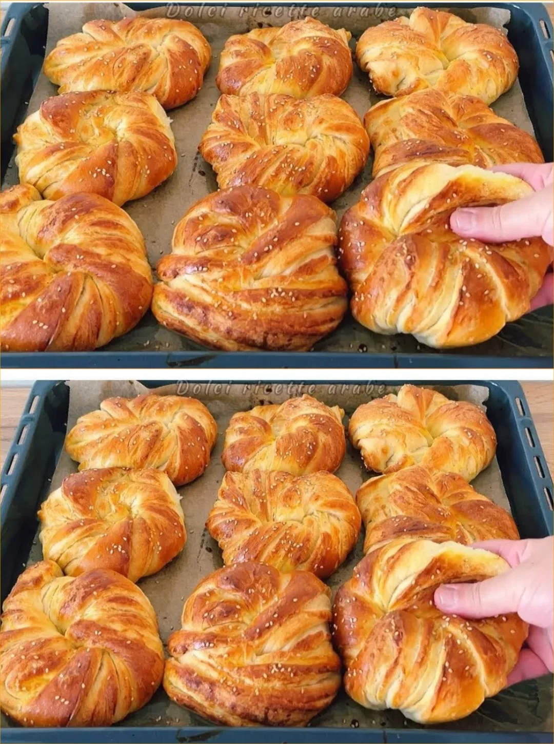 Freshly baked soft and delicious brioche loaves on a wooden table