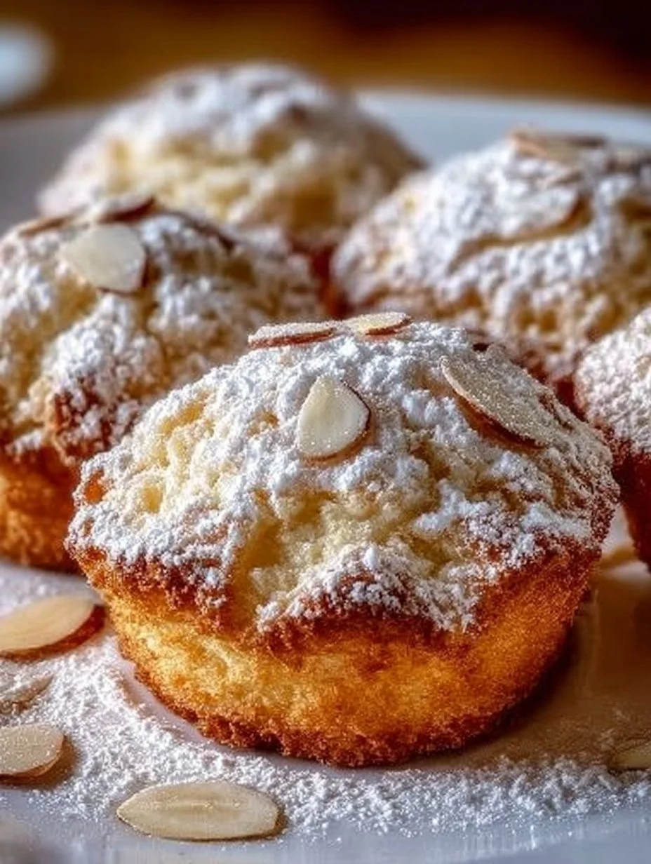 Soft ricotta almond pillows with a golden-brown exterior on a decorative plate.