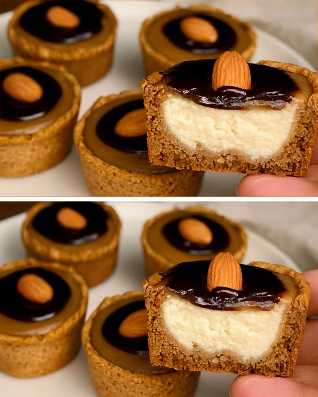 Delicious sugar-free oatmeal cakes topped with cream cheese and coffee cream