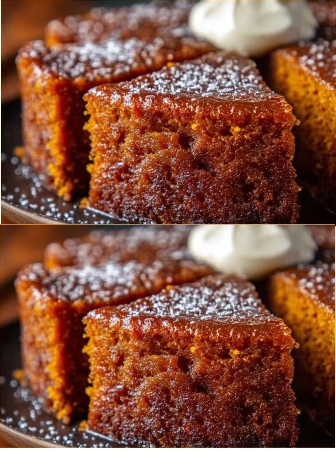 Delicious Sweet Potato Ginger Cake topped with spices and garnished with ginger slices
