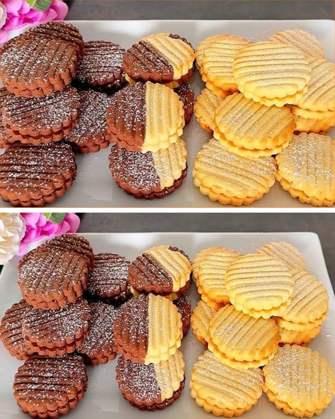 Soft vanilla and chocolate sandwich cookies with creamy filling