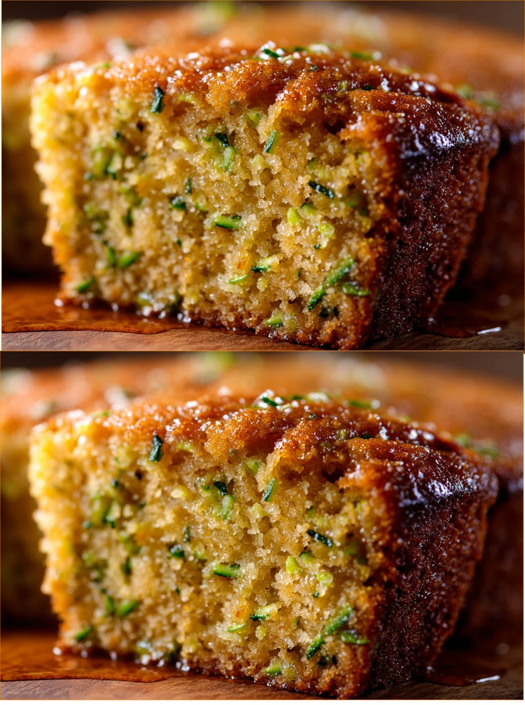 Zucchini Almond Flour Cake on a wooden table with frosting and garnish