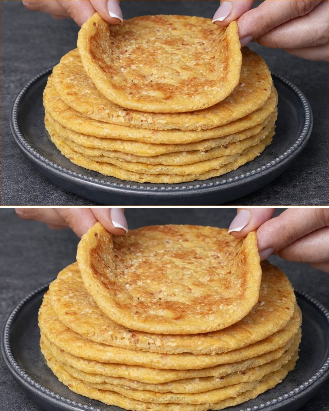 Freshly baked 2-ingredient sesame bread without flour and yeast