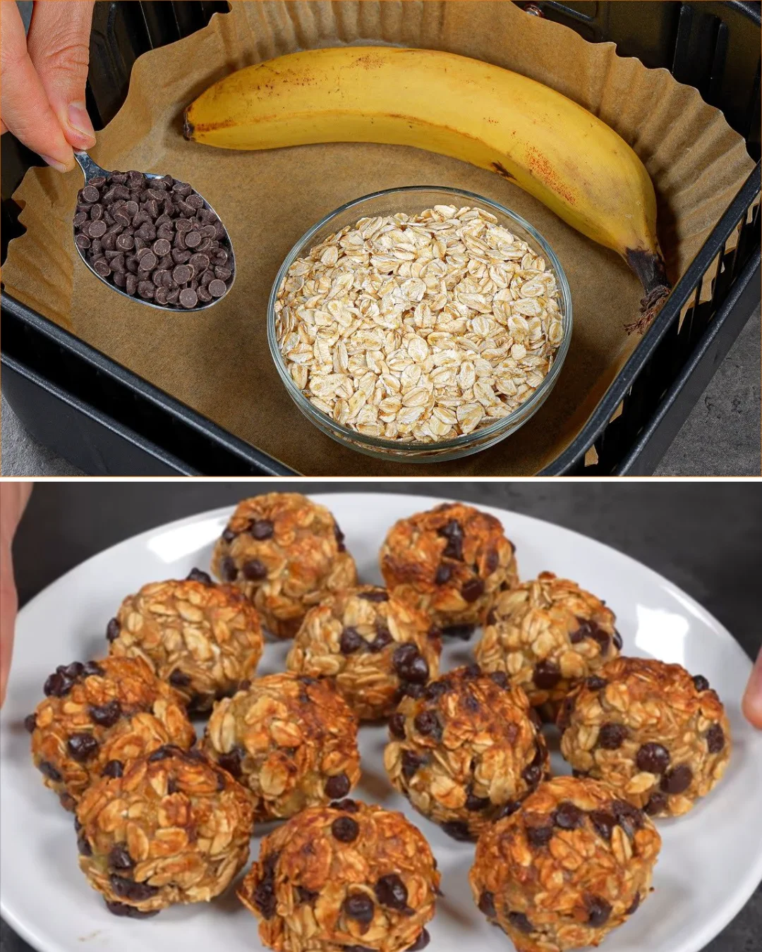 Delicious air fryer banana oat cookies on a plate ready to enjoy