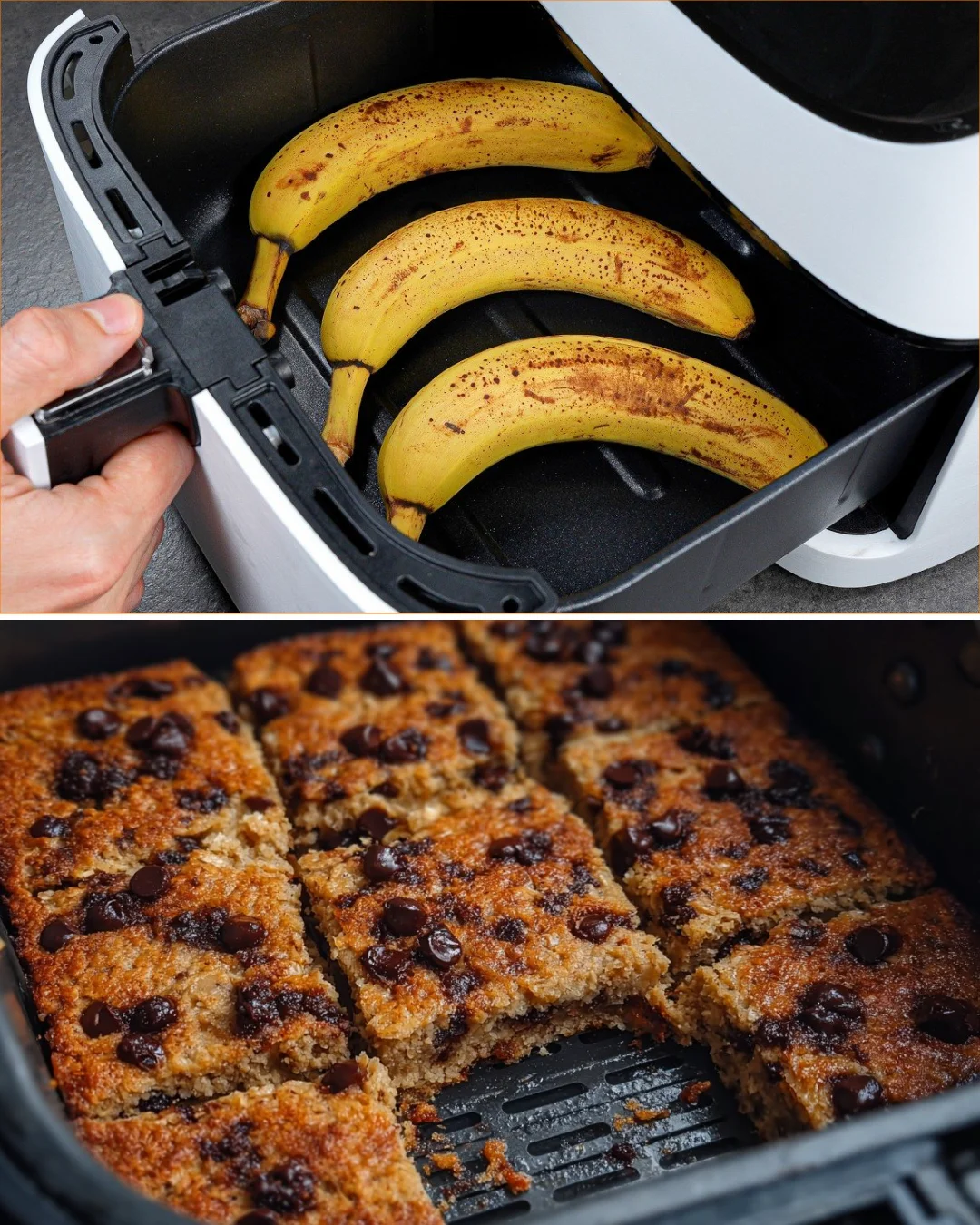 Delicious air fryer banana recipe with caramelized bananas on a plate.