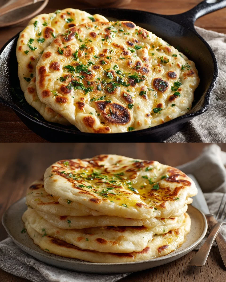 Homemade bazlama flatbread made with Greek yogurt