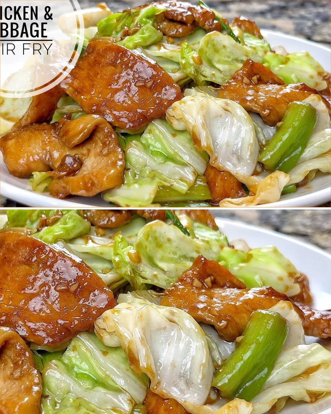 Delicious chicken and cabbage stir fry served in a bowl.