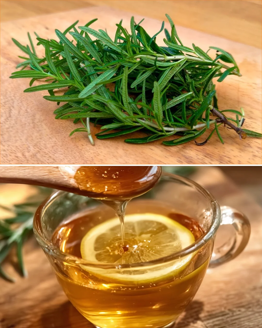 Cleansing drink with rosemary and apple ingredients in a glass.