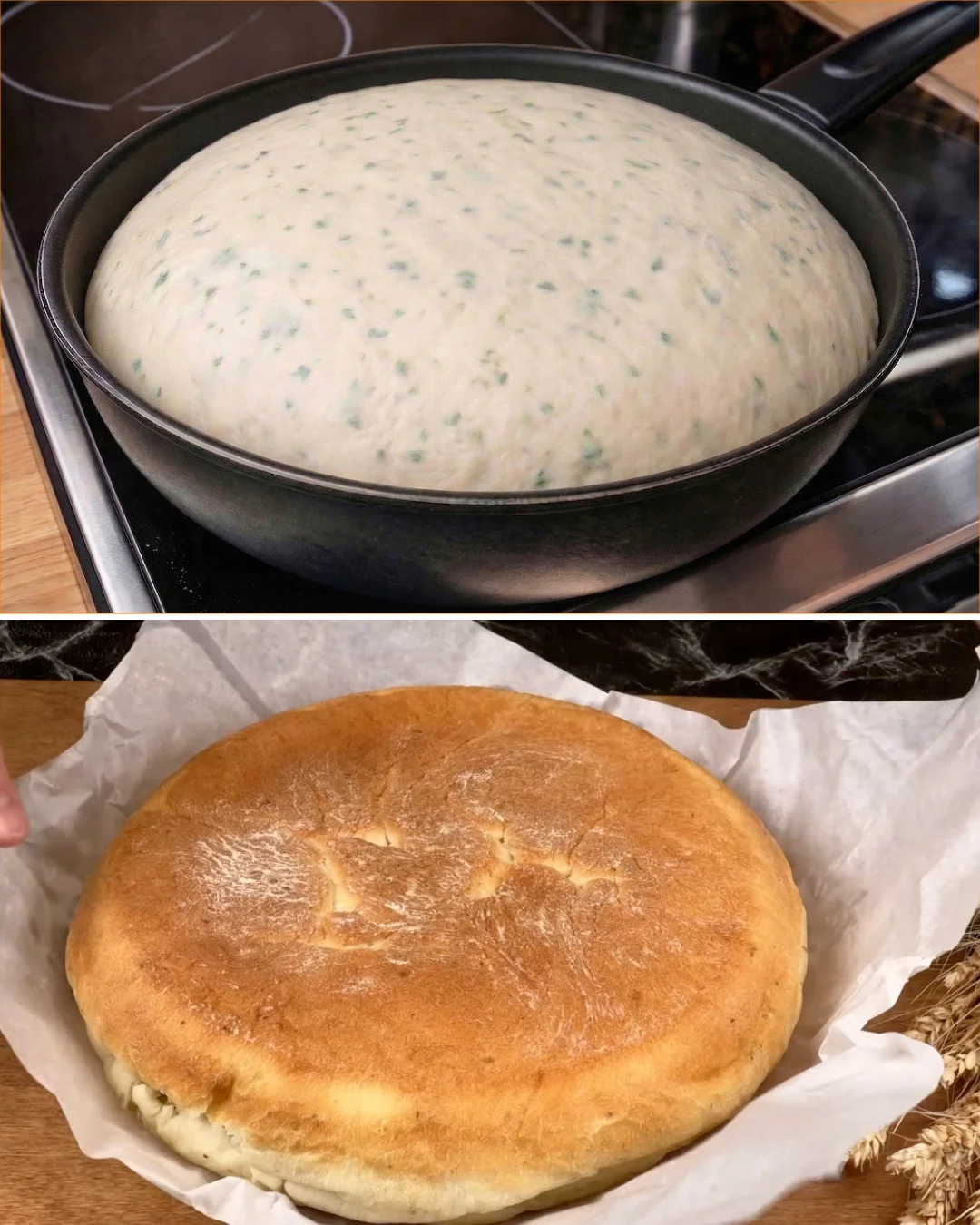 Delicious homemade garlic bread with herbs and melted butter on a wooden board.
