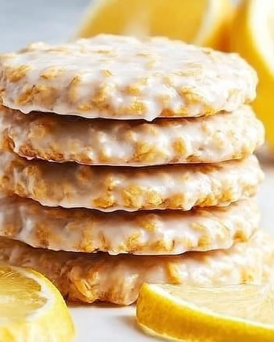 Plate of easy no-bake lemon oatmeal cookies ready to enjoy.