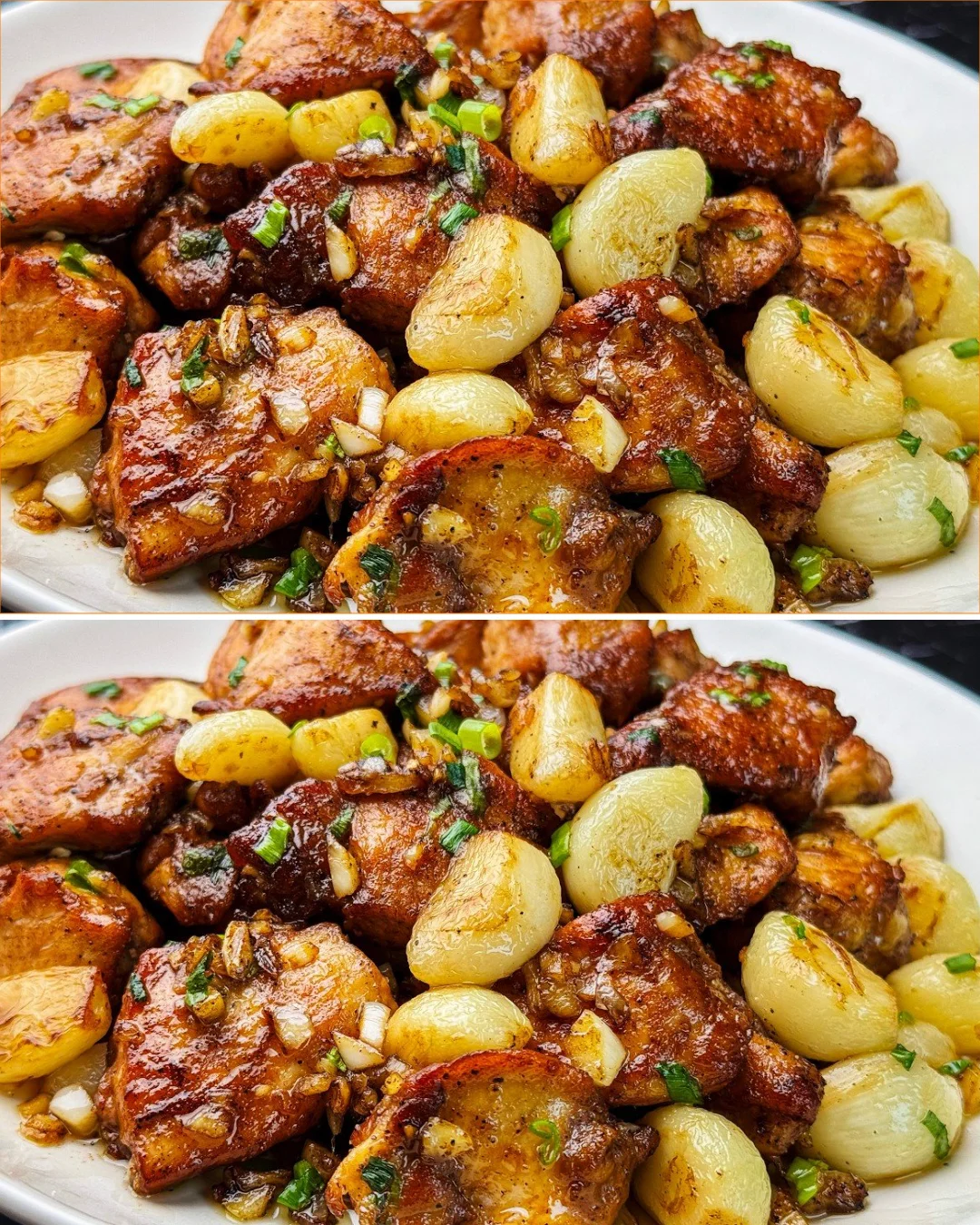 Golden garlic butter chicken breast served with herbs