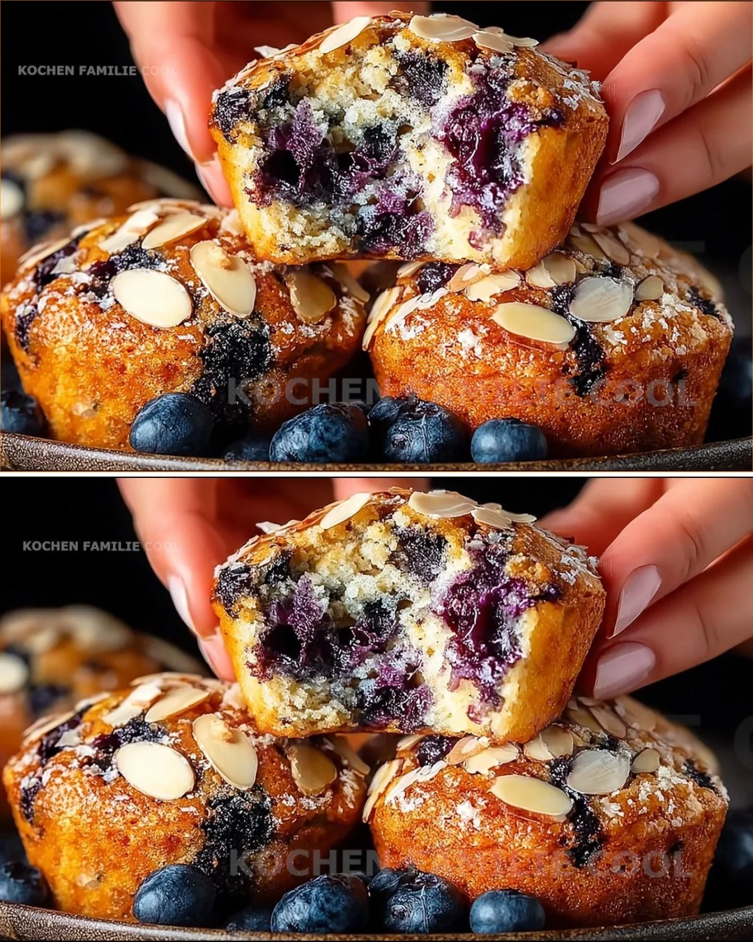 Flourless Greek yogurt keto muffins with blueberry and banana flavors