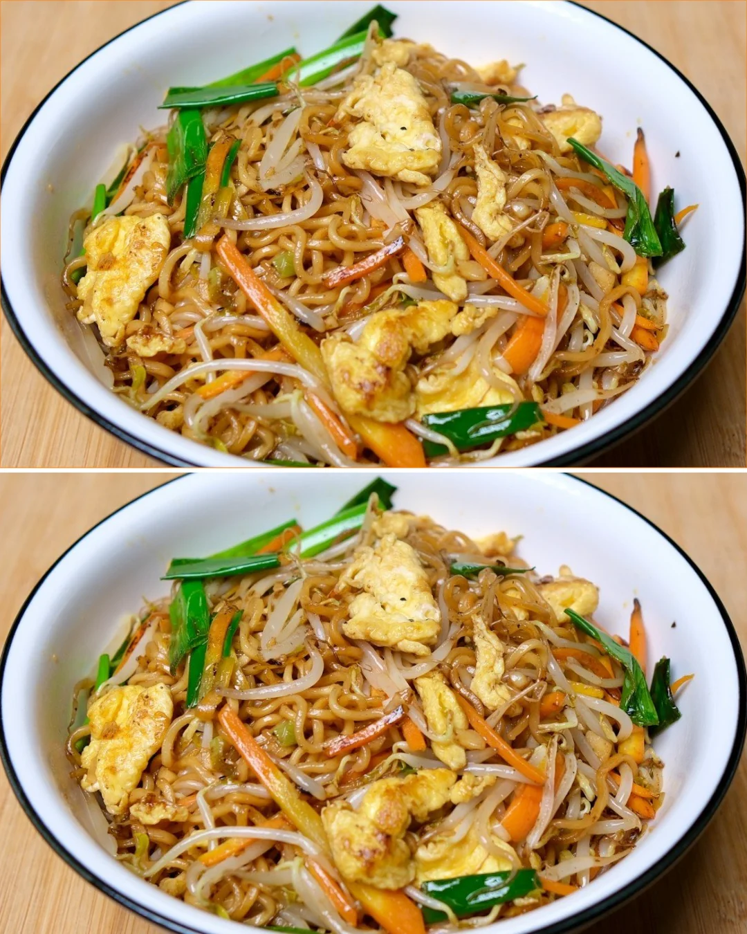 Delicious home style fried noodles served in a bowl