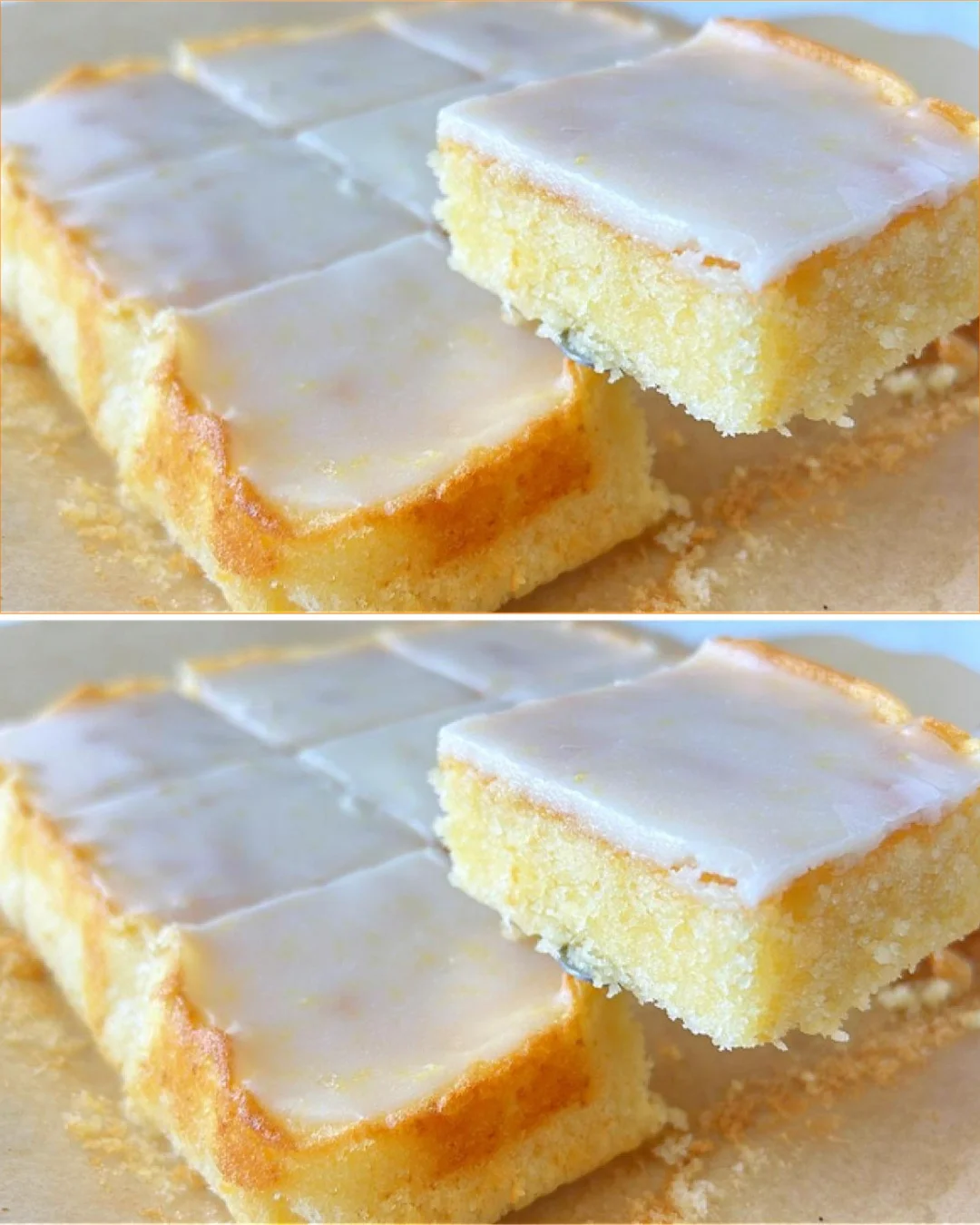Slice of moist Italian Lemon Cake garnished with lemon zest and fresh herbs