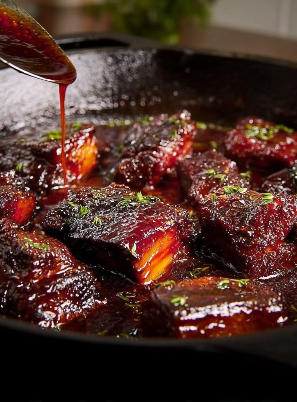 Delicious melt-in-your-mouth beef short ribs served on a plate