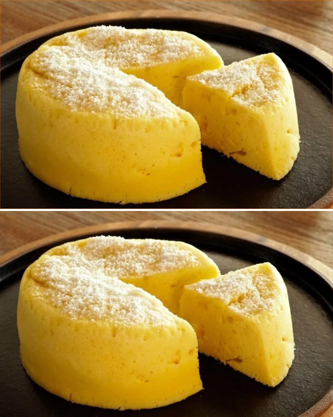 A deliciously moist microwave sweet potato cake topped with cream.