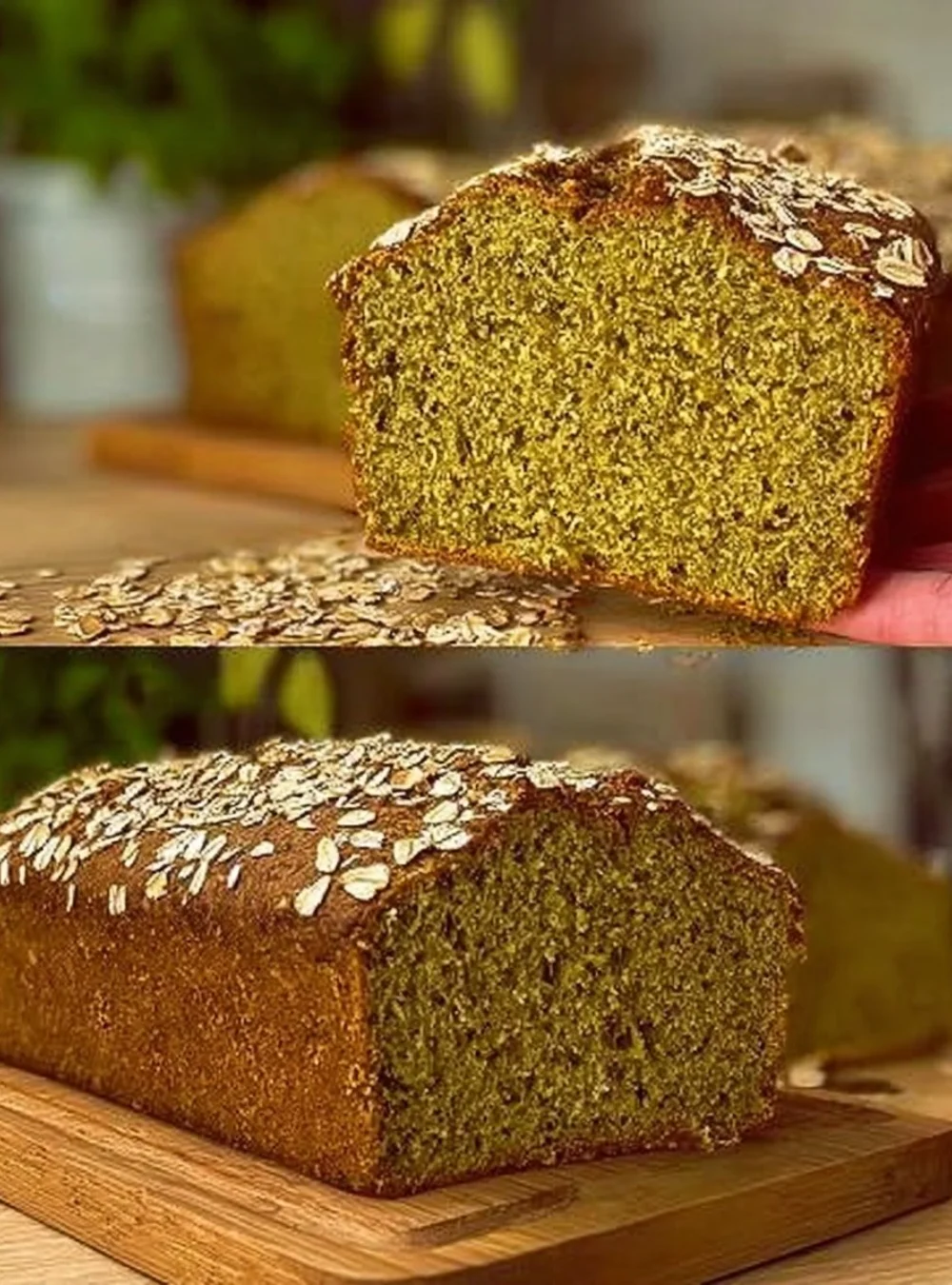 Slice of healthy lentil bread on a wooden cutting board